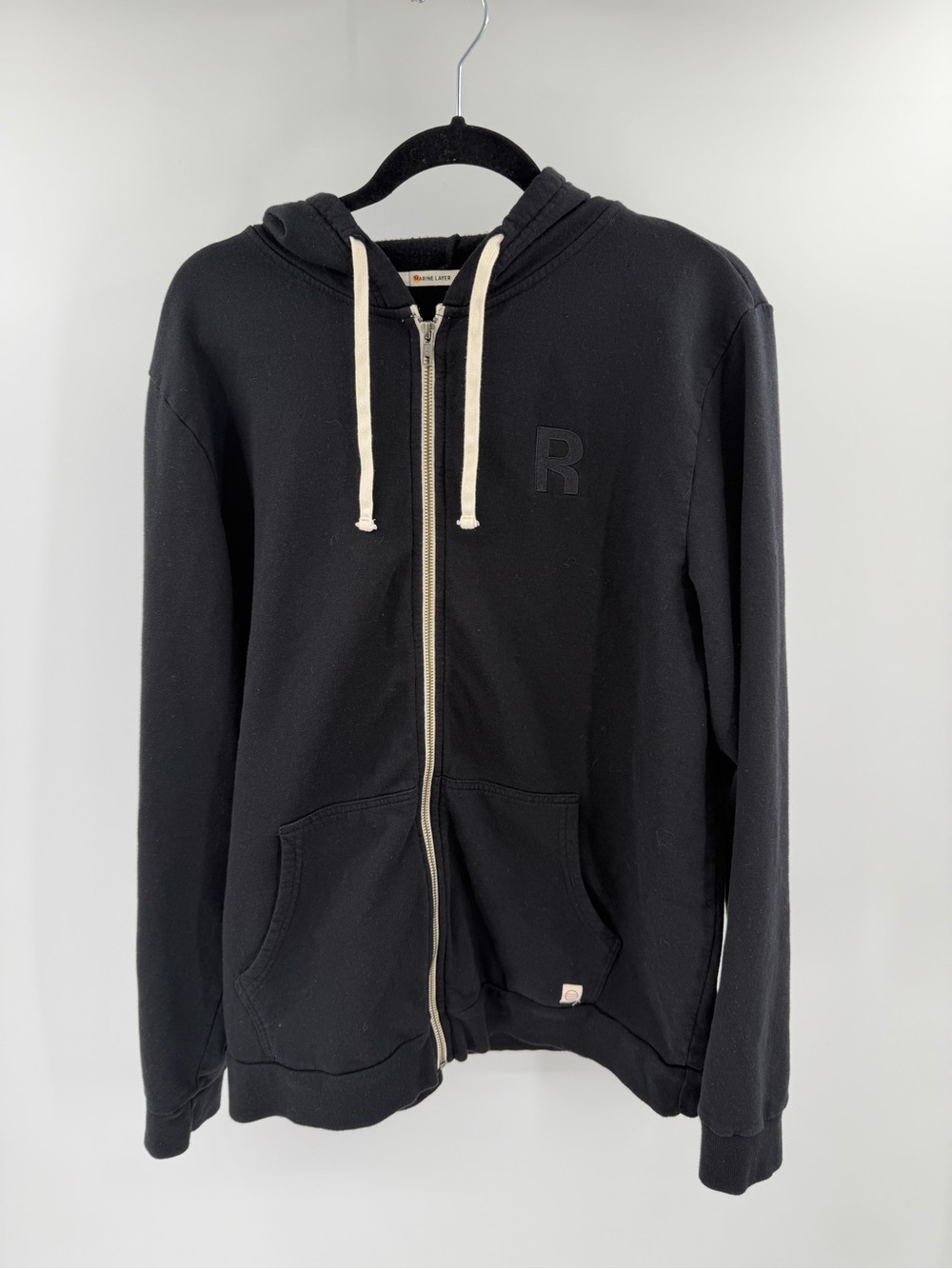 Marine Layer Men's Afternoon Full Zip Hoodie XL Black Embroidered R